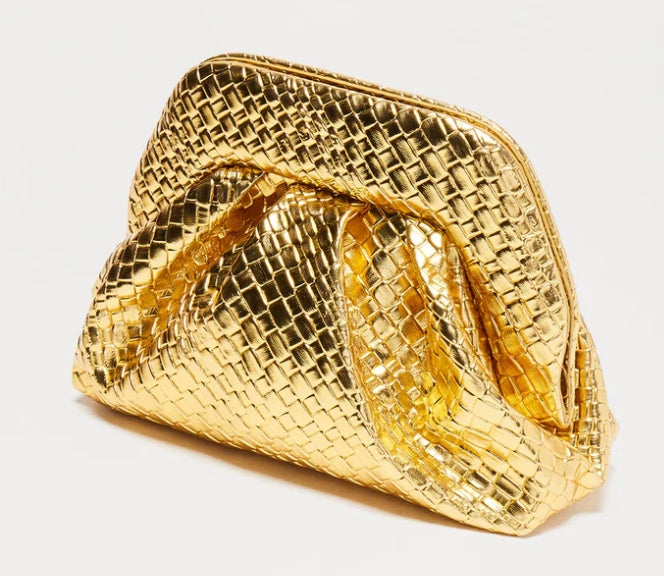 Pochette Glamour Dorée - Éclat Métallique Tressé